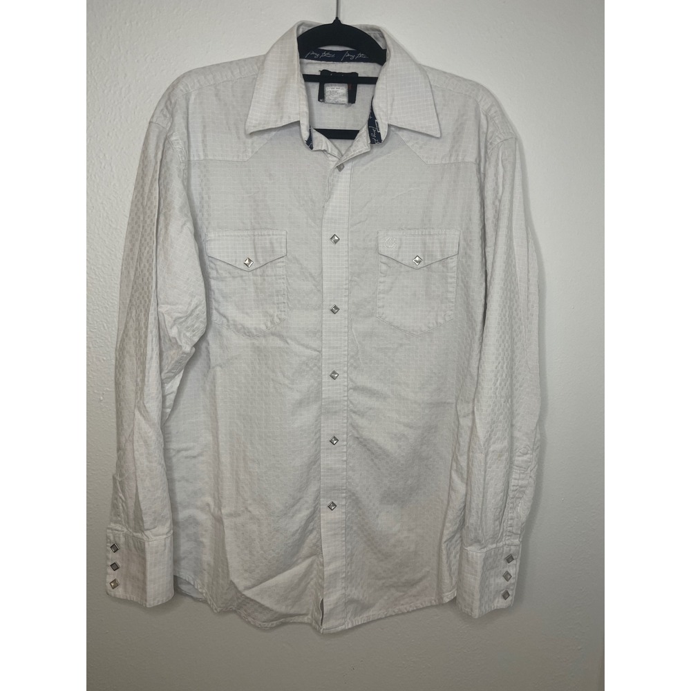 Wrangler Mens George Strait Collection Western Snap Button Up Shirt White PTP 21